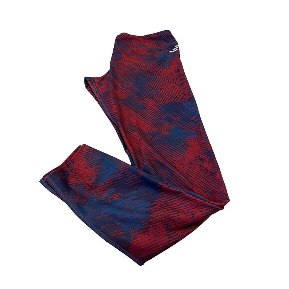 BCG HIGH-RISE FULL-LENGTH LEGGINGS, WOMENS, L, RED & NAVY BLUE ABSTRACT PATTERN - Picture 4 of 8